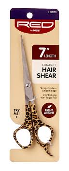 RED 7"  Stainless Steel Leopard Hair Shear