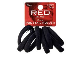 RED Ponytail Holder Small Black