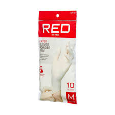 RED Latex Gloves Powder Free 10ct