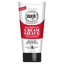 Magic Light Fresh Scent Razorless Cream Shave Extra Strength For Coarse Beards 6 oz